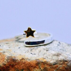 Adjustable Shooting Star Ring Silver and Gold , Grad Gift , Gift for Her